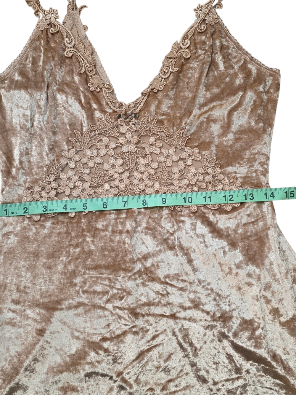 Claire Pettibone Velvet Lace Slip Dress Lingerie M Gold Champagne Boudoir — image 8 of 8